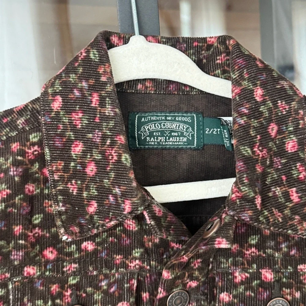 Vintage Ralph Lauren Polo Country toddler Girl Floral Corduroy Trucker Jacket